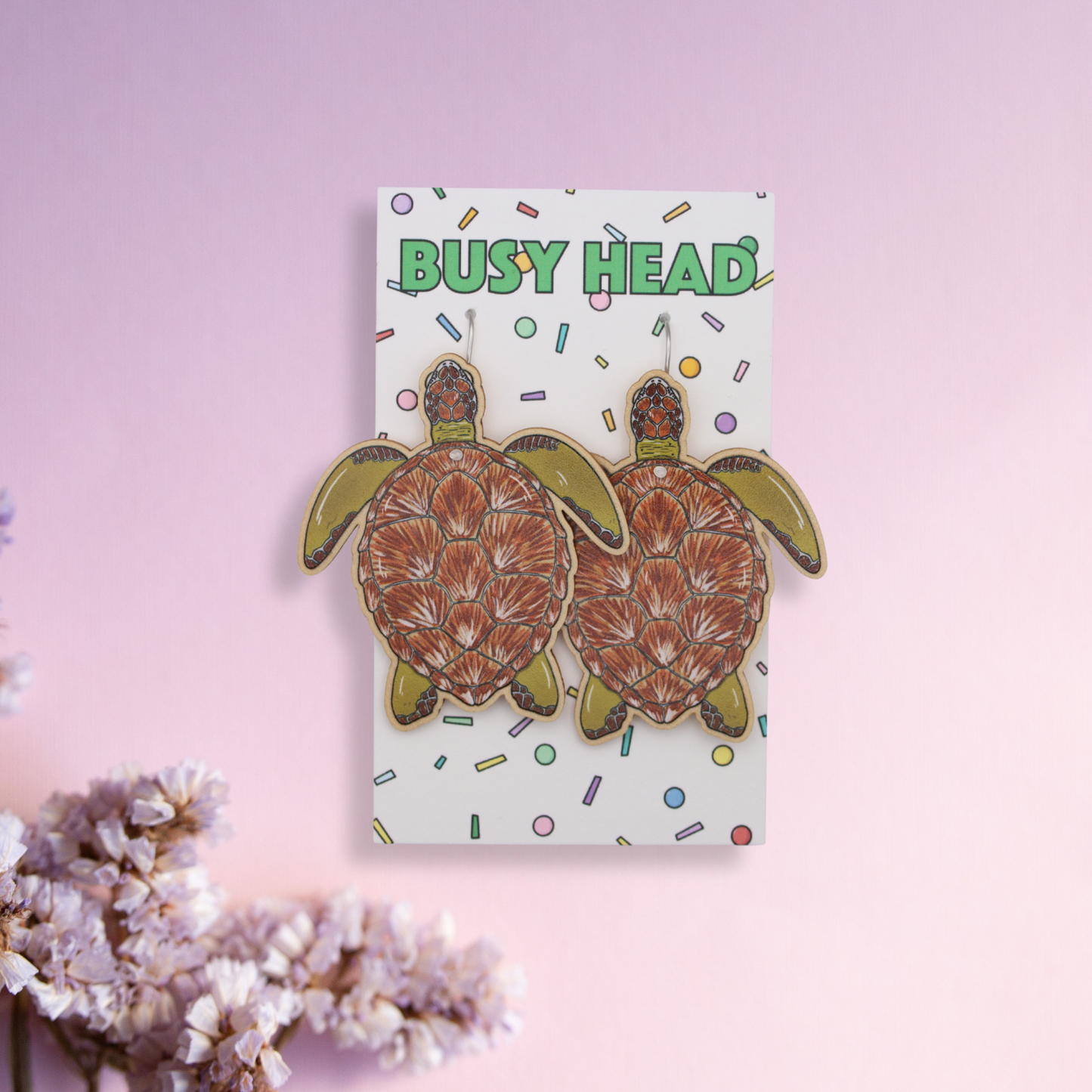 Green Sea Turtle Dangle Earrings