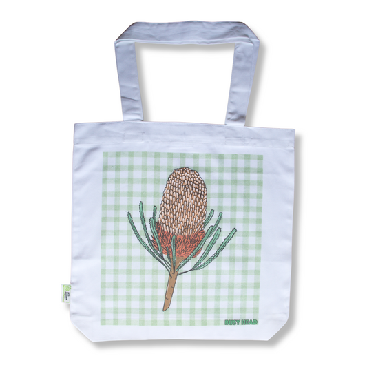 Banksia and Gingham Tote Bag