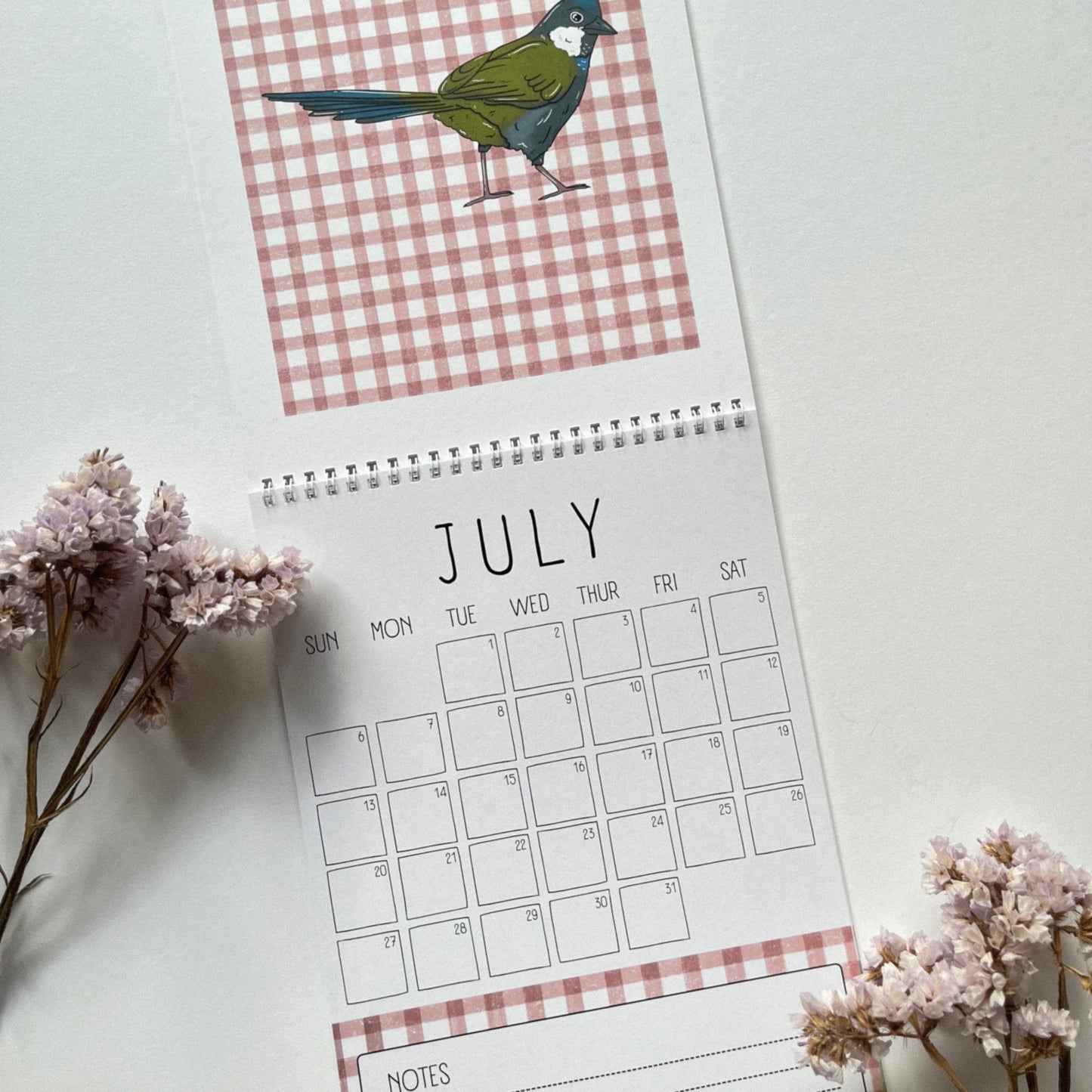 2025 Birds on Gingham Calendar