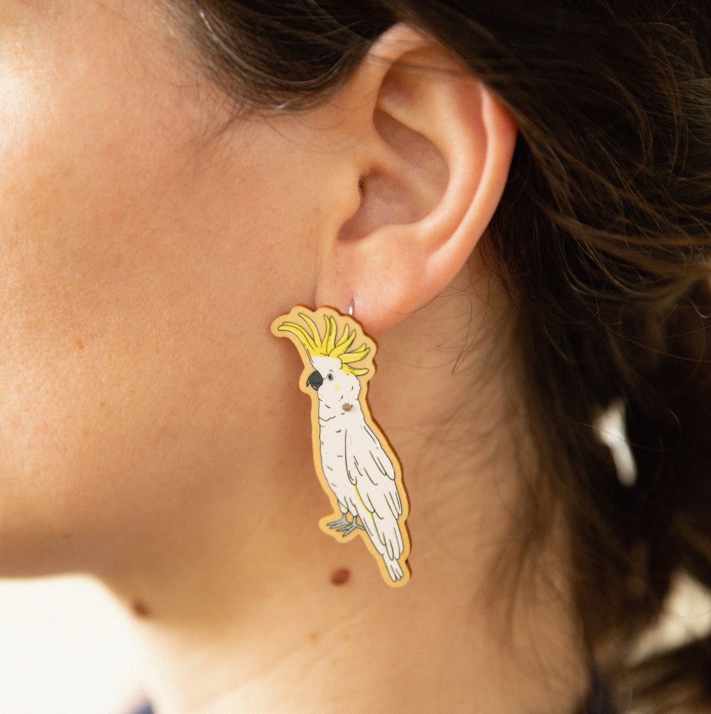 Sulphur Crested Cockatoo Dangle Earrings