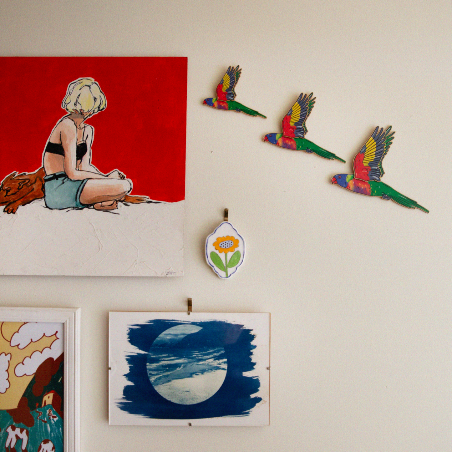 Trio of Rainbow Lorikeet Wall Hanging