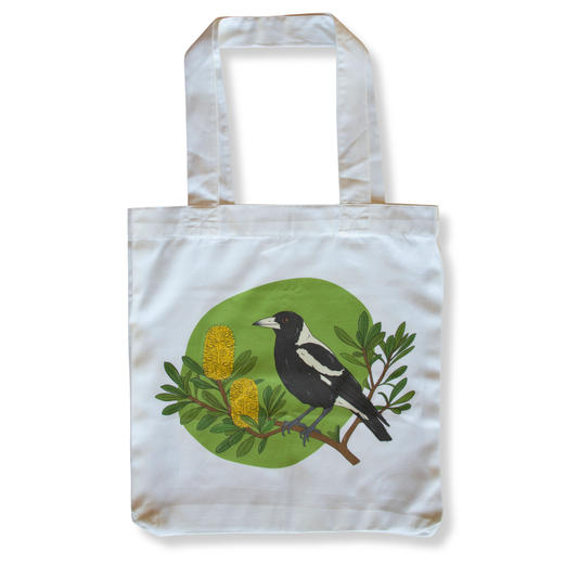 Australian Magpie Tote Bag | White