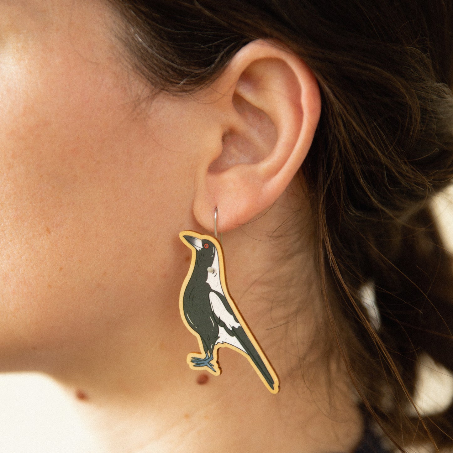 Australian Magpie Dangle Earrings