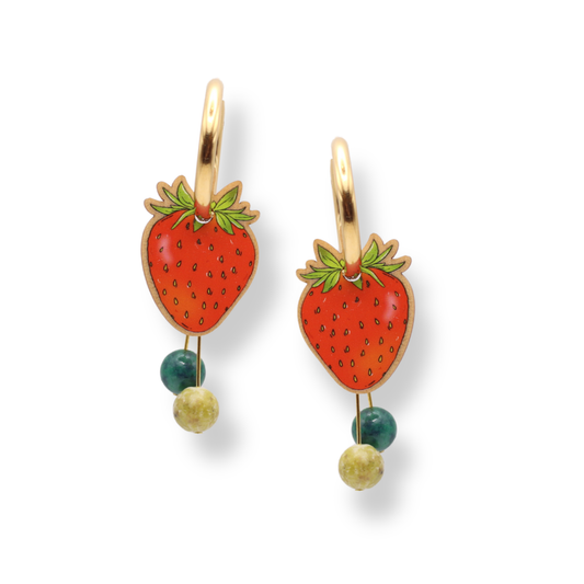 Strawberry Hoop Earrings