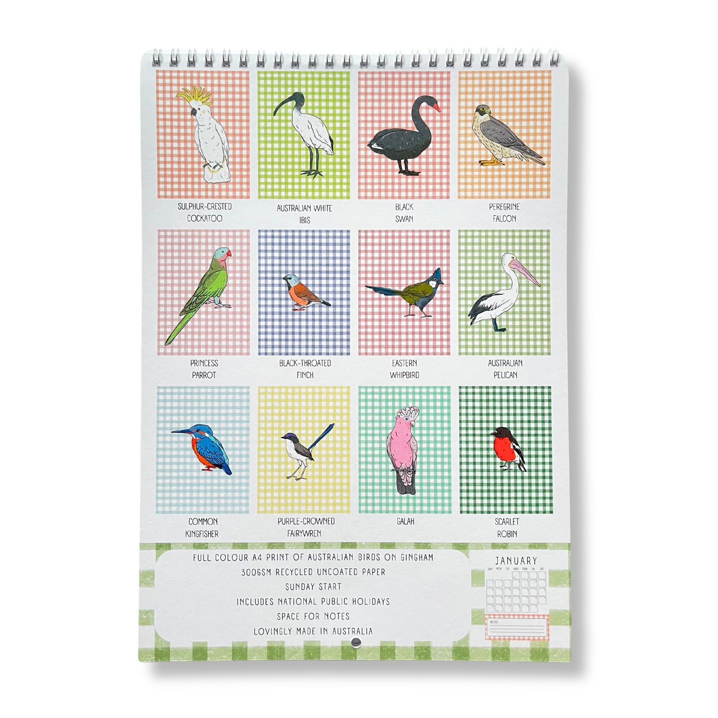 2025 Birds on Gingham Calendar